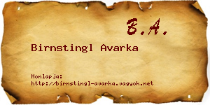 Birnstingl Avarka névjegykártya